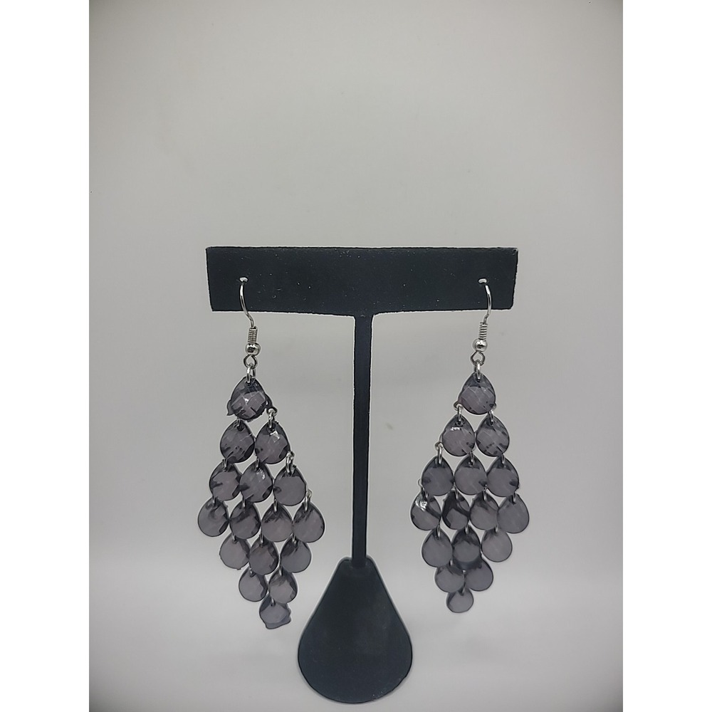 Vintage Earrings Pierced Hook Purple Wine Faceted Jewelry Costume
